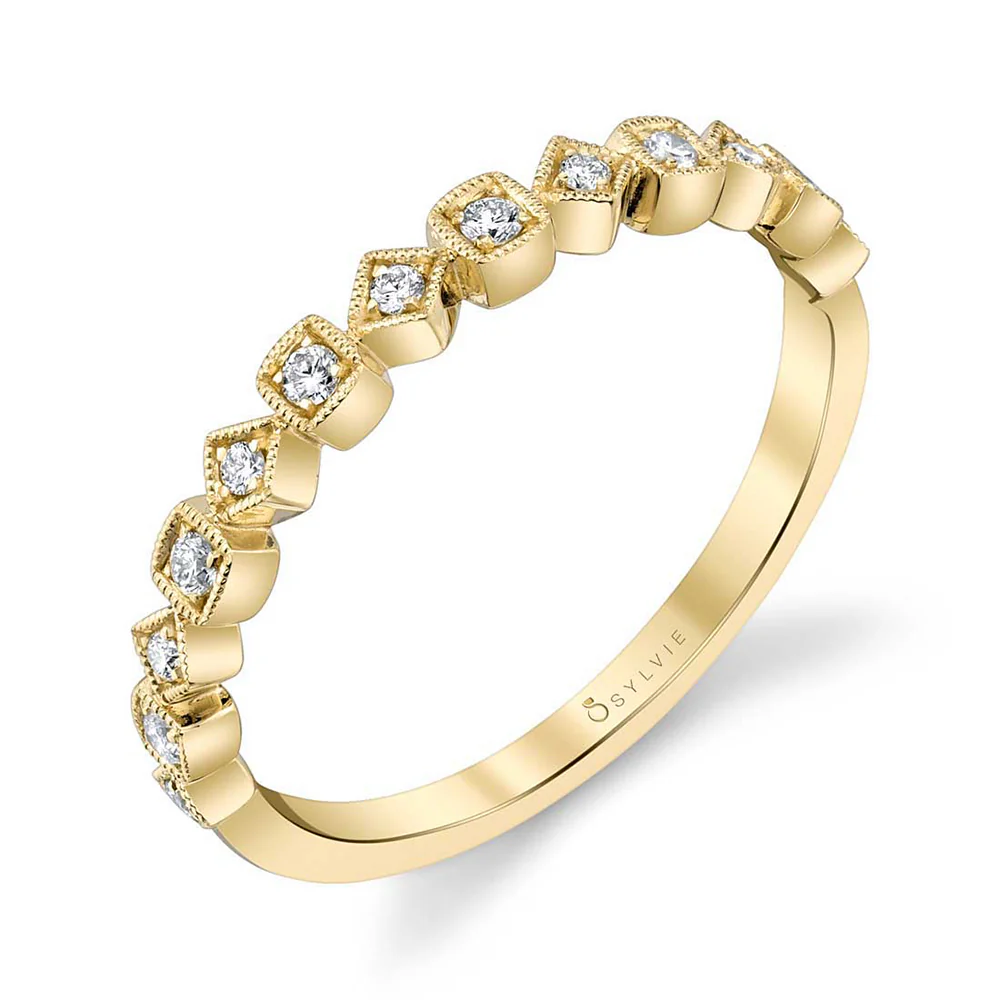 Sylvie Eliana 18K Yellow Gold Stackable Diamond Wedding Band