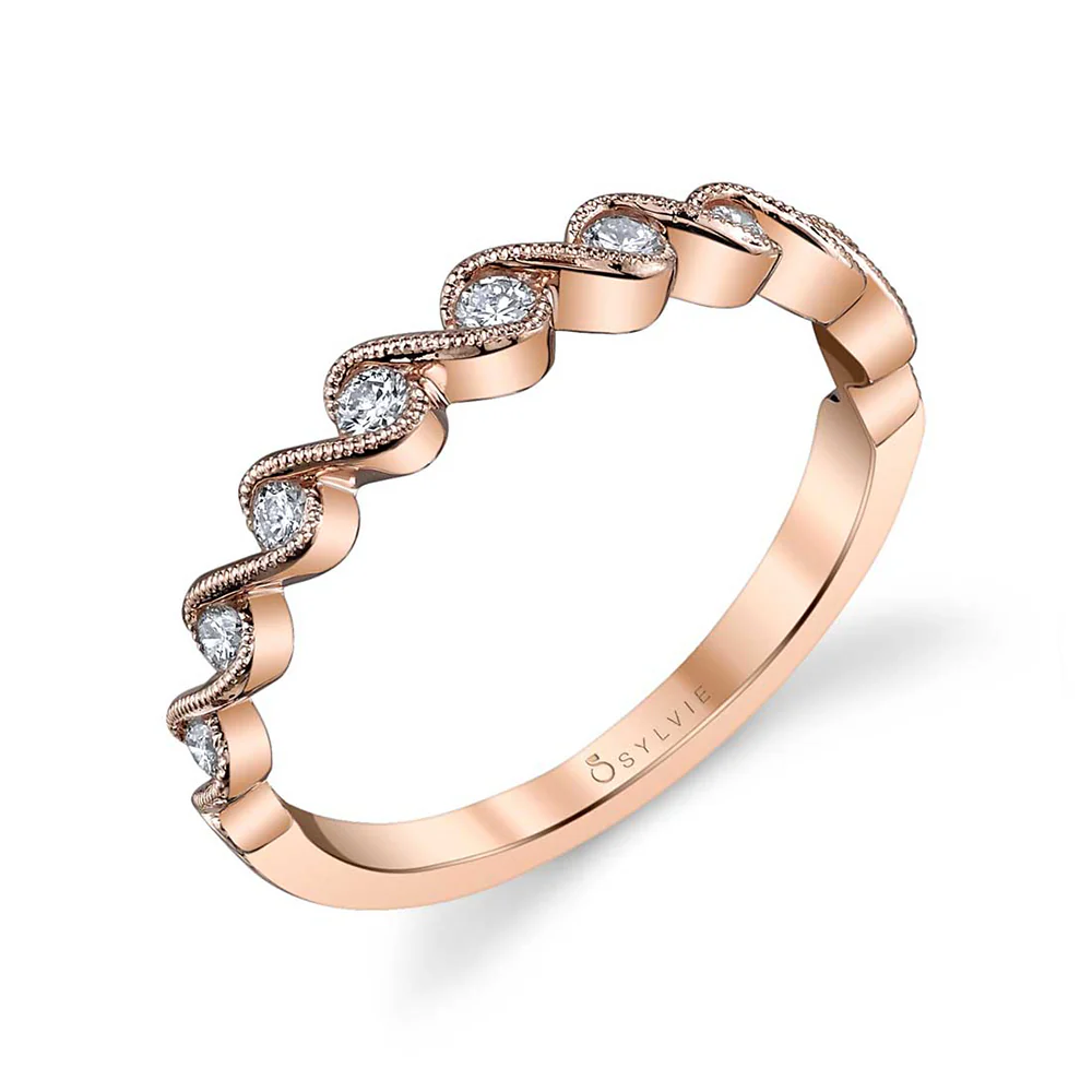 Sylvie Helena 18K Rose Gold Stackable Diamond Wedding Band
