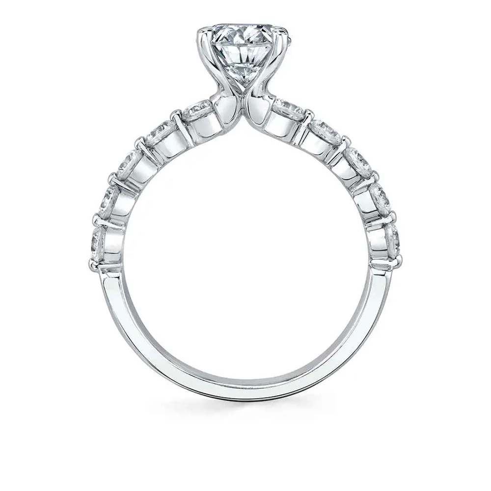 Sylvie Karol 18K White Gold Oval Engagement Ring Mounting - Image 2