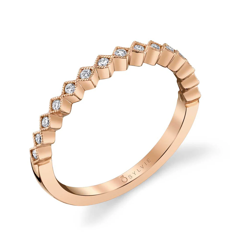 Sylvie Laurel 18K Rose Gold Stackable Diamond Wedding Band