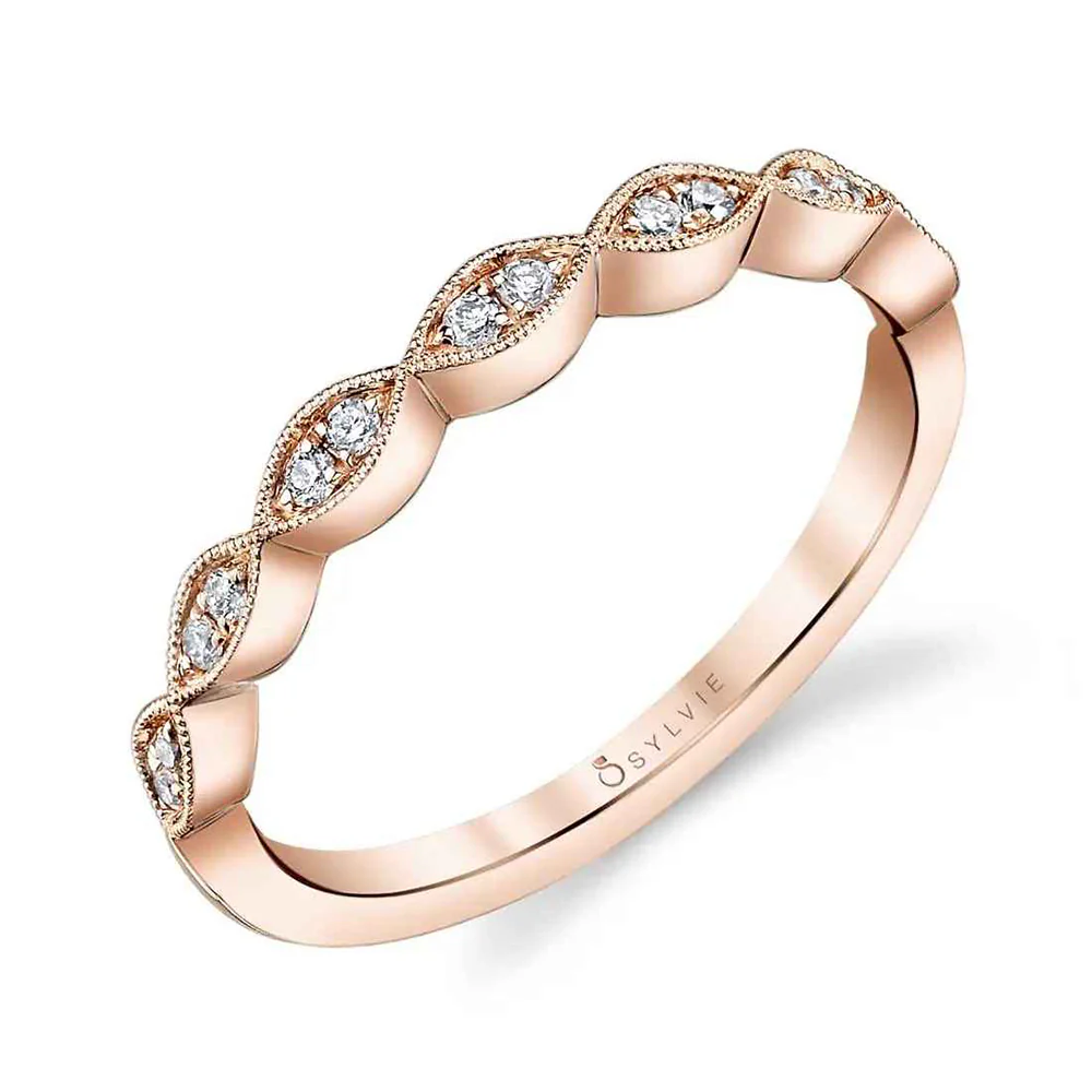Sylvie Madeleina 18K Rose Gold Stackable Diamond Wedding Band