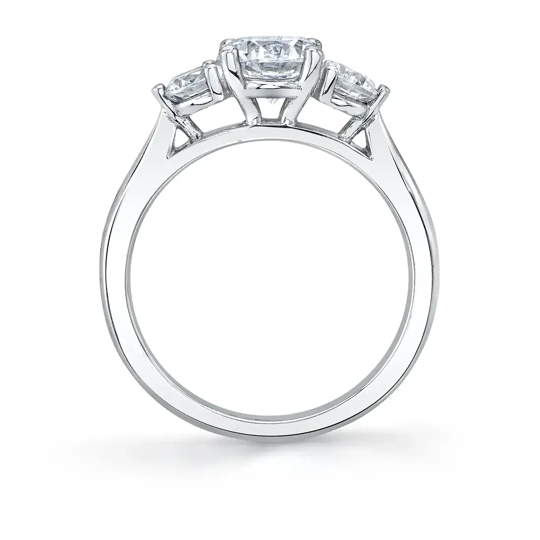 Sylvie Marcella 18K White Gold 3-Stone Engagement Ring Mounting - Image 2