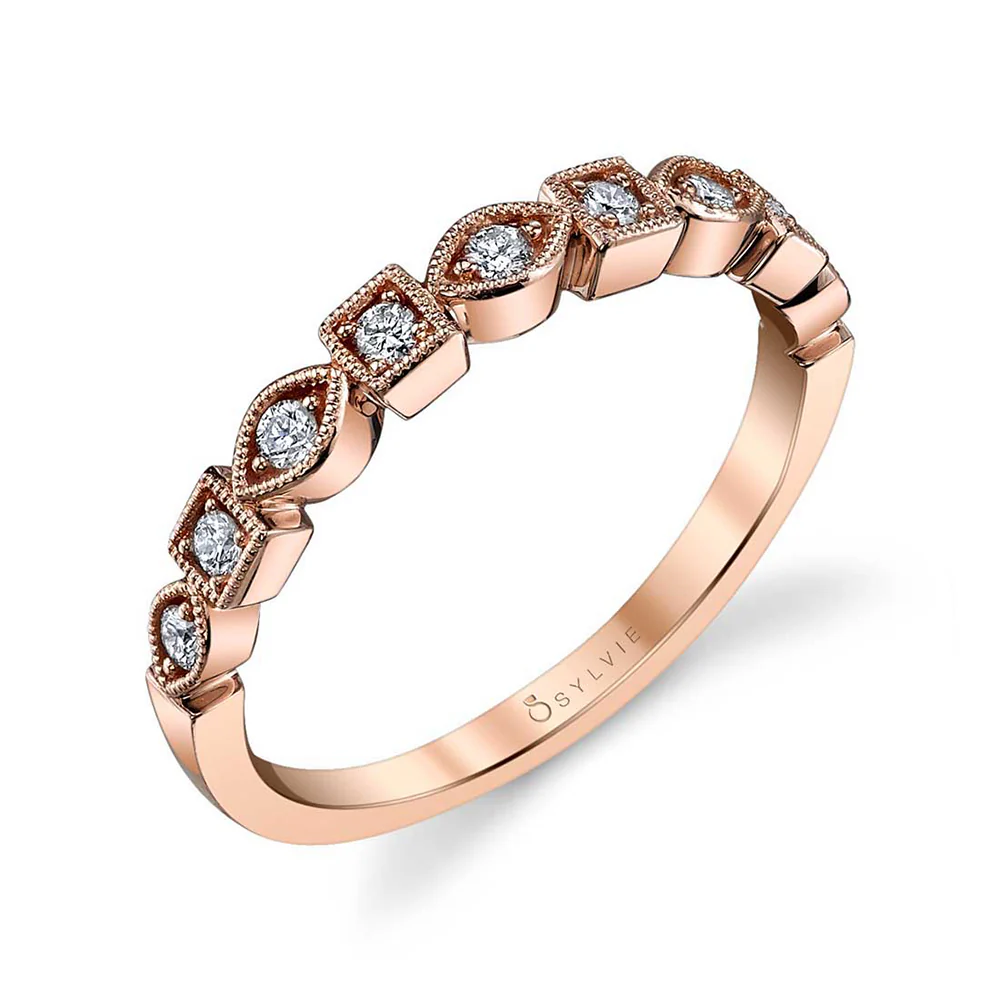 Sylvie Milena 18K Rose Gold Stackable Diamond Wedding Band