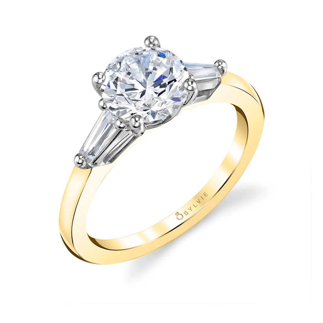 Sylvie Nicolette 18K Yellow Gold Round 3-Stone Engagement Ring Mounting