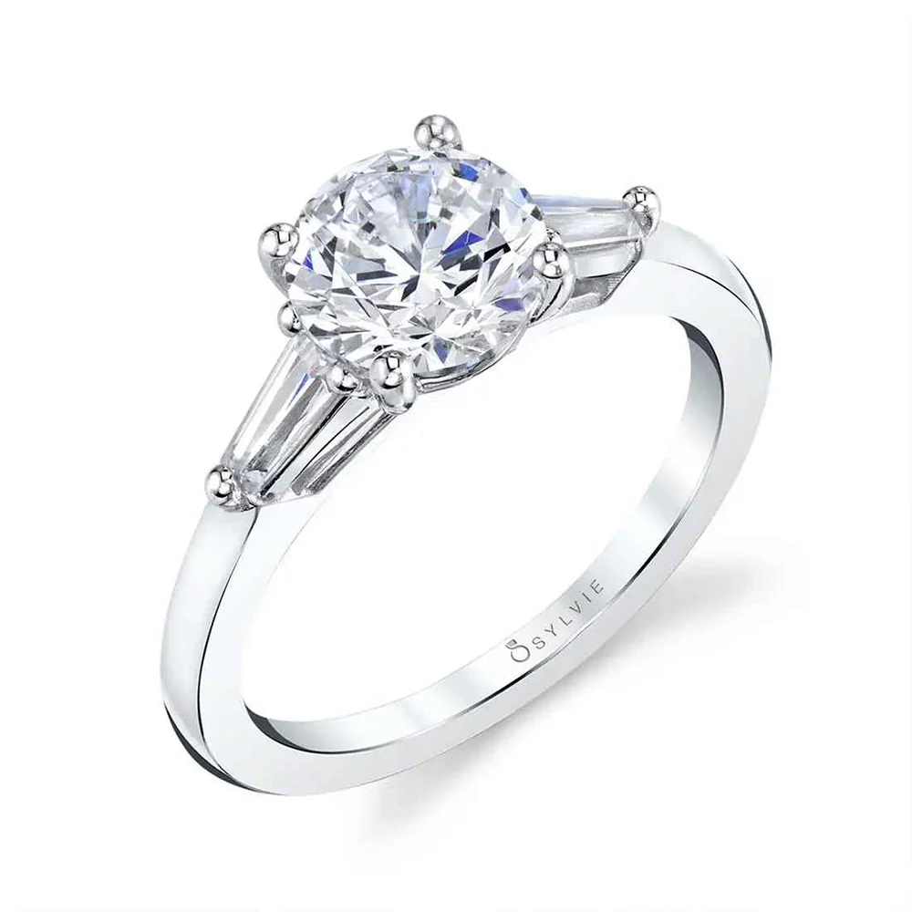 Sylvie Nicolette Platinum Three-Stone Engagement Ring Mounting