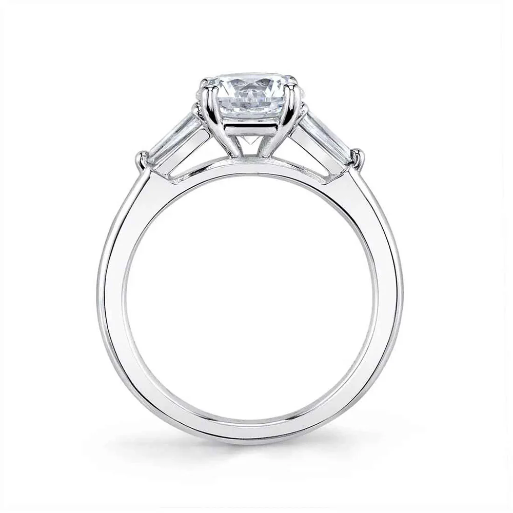 Sylvie Nicolette Platinum Three-Stone Engagement Ring Mounting - Image 2