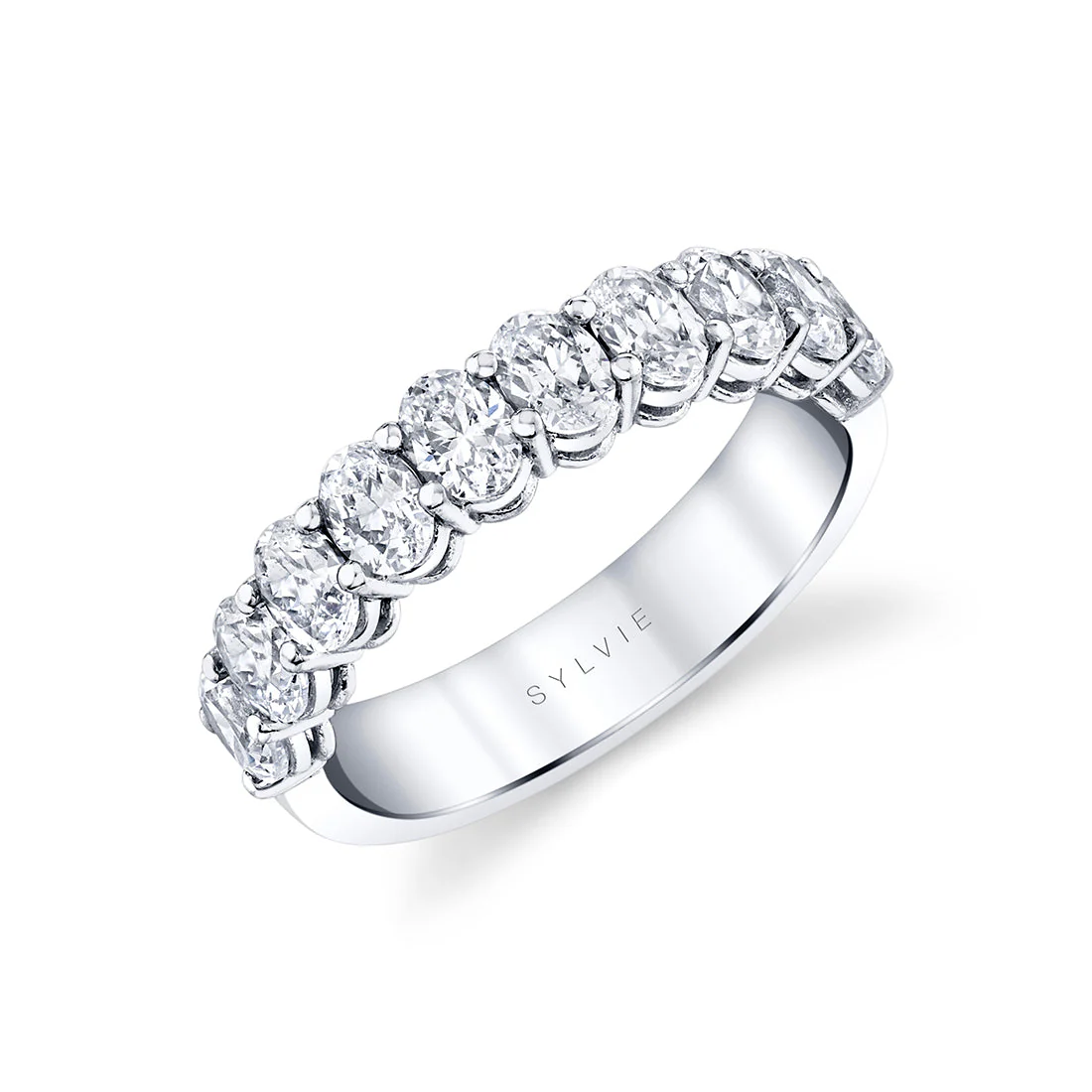 Sylvie Platinum Oval Diamond Wedding Band