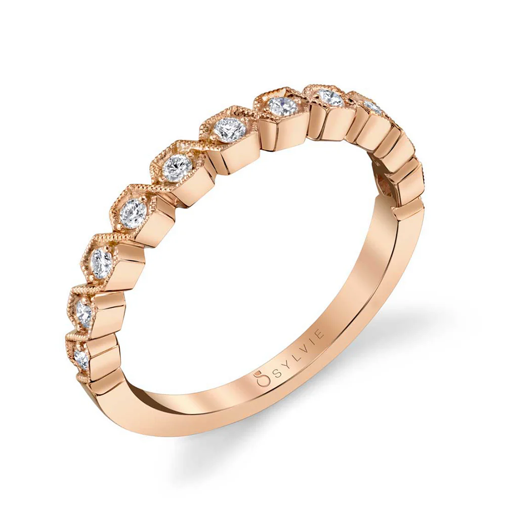 Sylvie Salome 18K Rose Gold Stackable Diamond Wedding Band