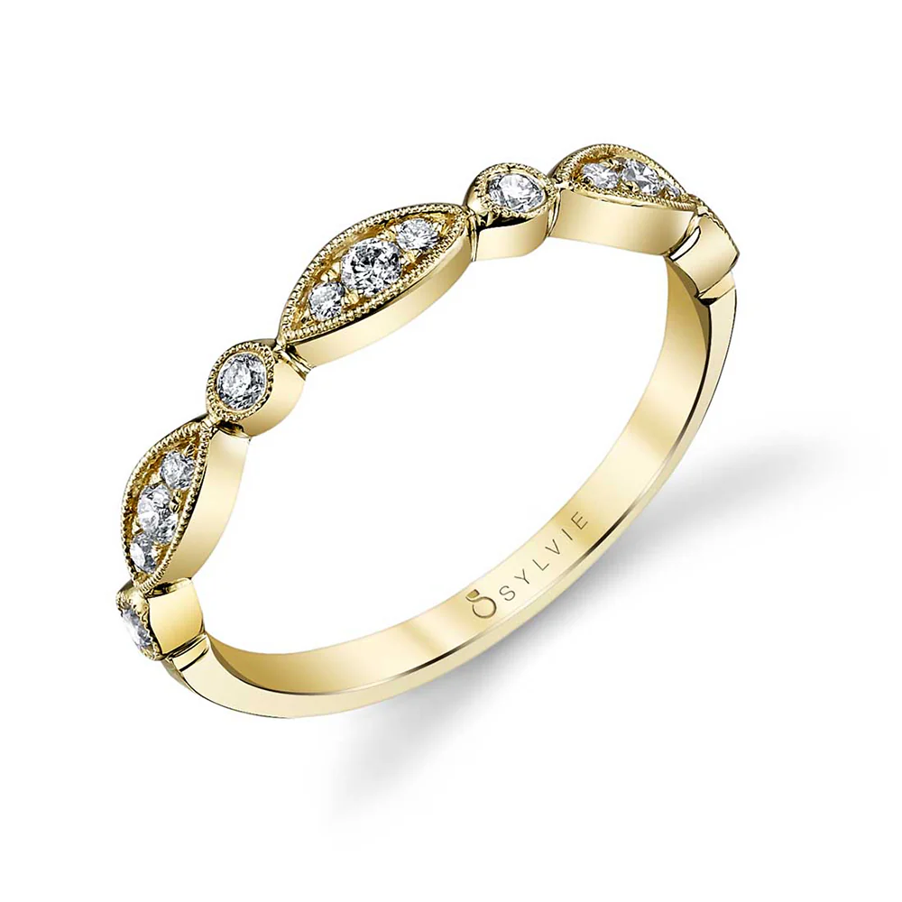 Sylvie Talia 18K Yellow Gold Stackable Diamond Wedding Band