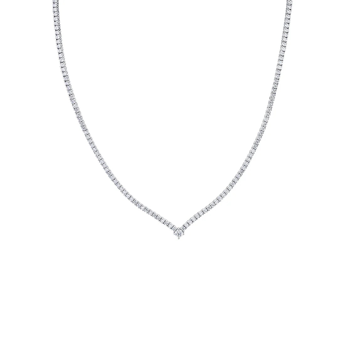 Sylvie V Shaped Diamond Tennis Necklace
