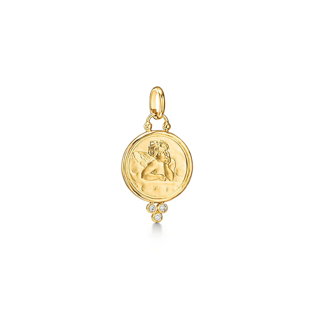 Temple St Clair Angel Pendant with Diamonds in 18K Yellow Gold