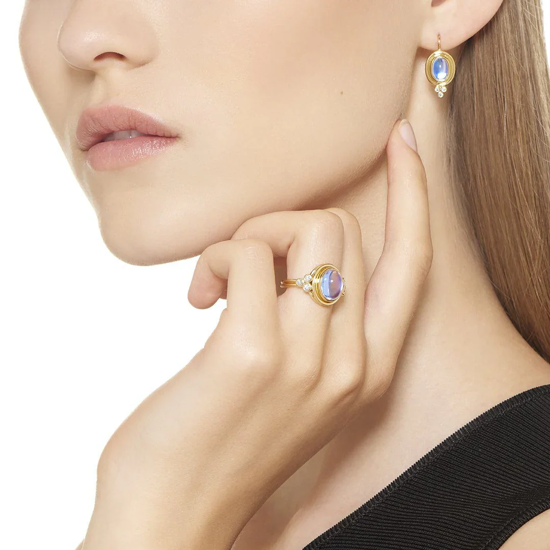 Temple St Clair Blue Moonstone Temple Ring 18K Yellow Gold - Image 2