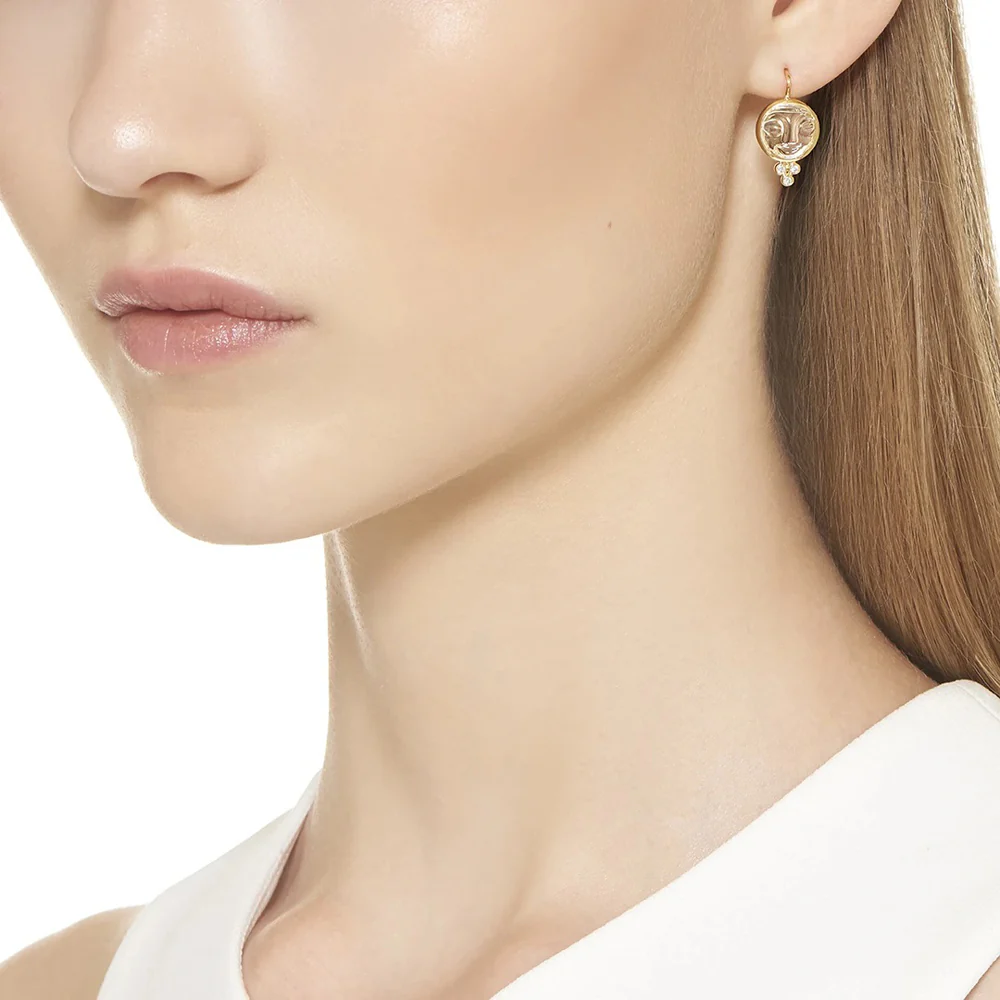 Temple St Clair Moonface Earrings in 18K Yellow Gold - Image 2