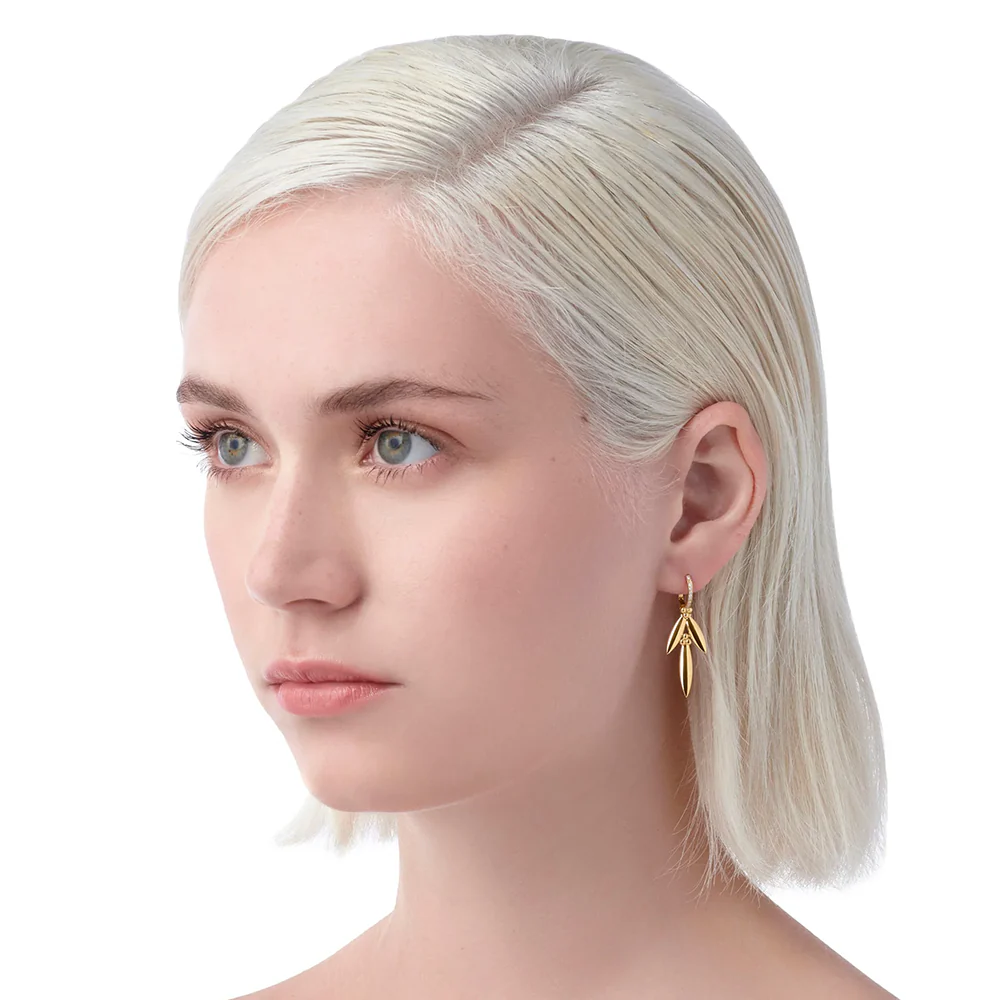 Temple St Clair Natura Vine Earrings in 18K Yellow Gold - Image 3