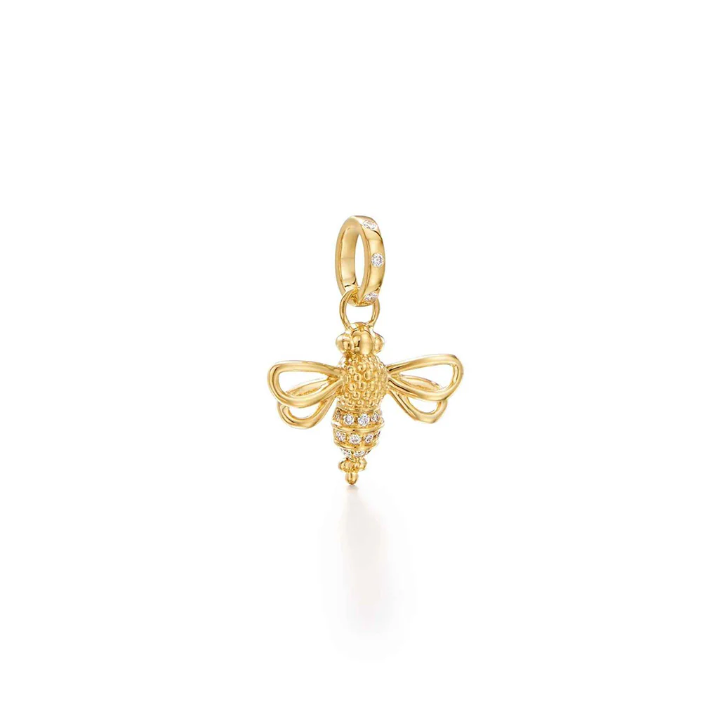 Temple St Clair Resting Bee Pendant in 18K Yellow Gold