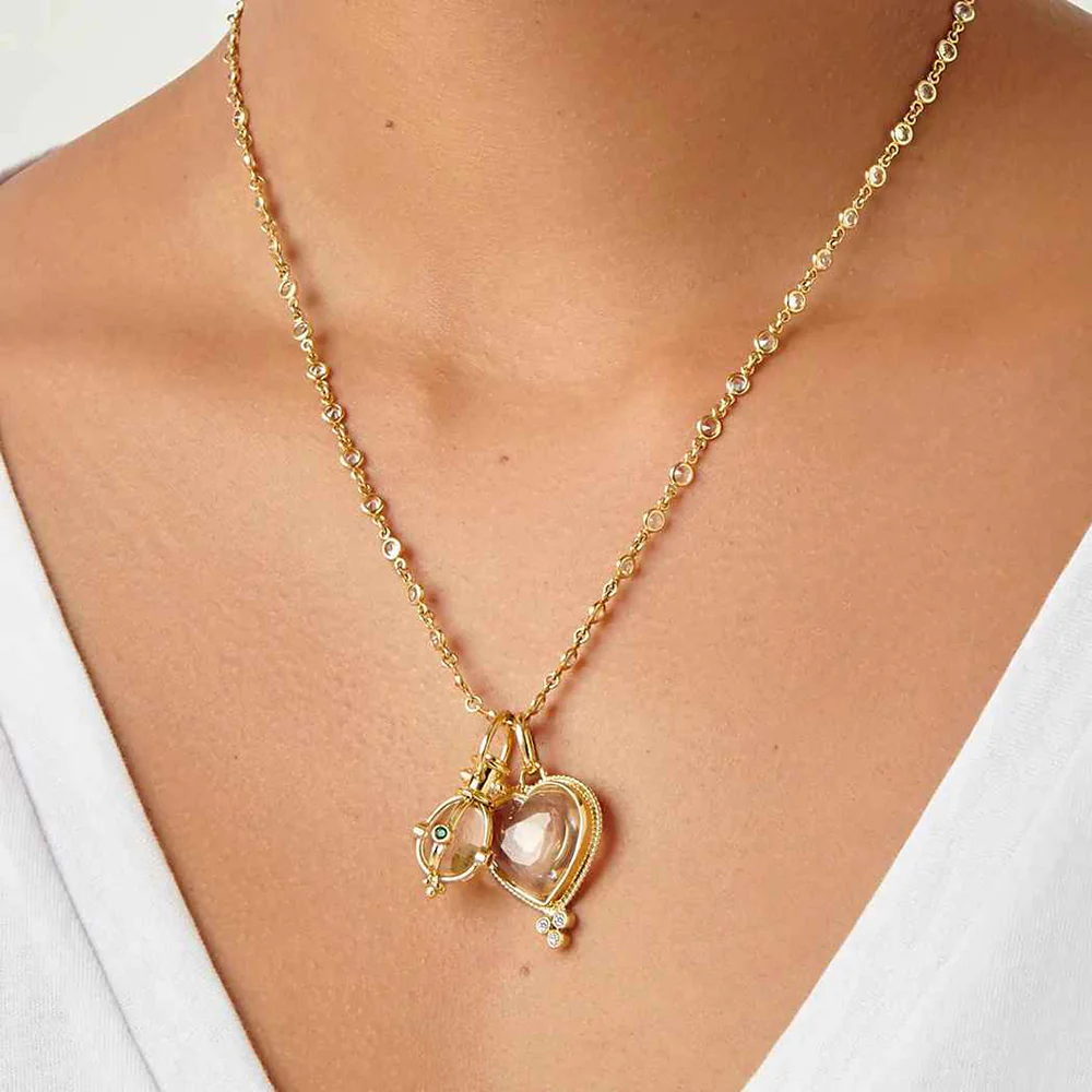 Temple St Clair Rock Crystal Heart Pendant in 18K Yellow Gold - Image 2