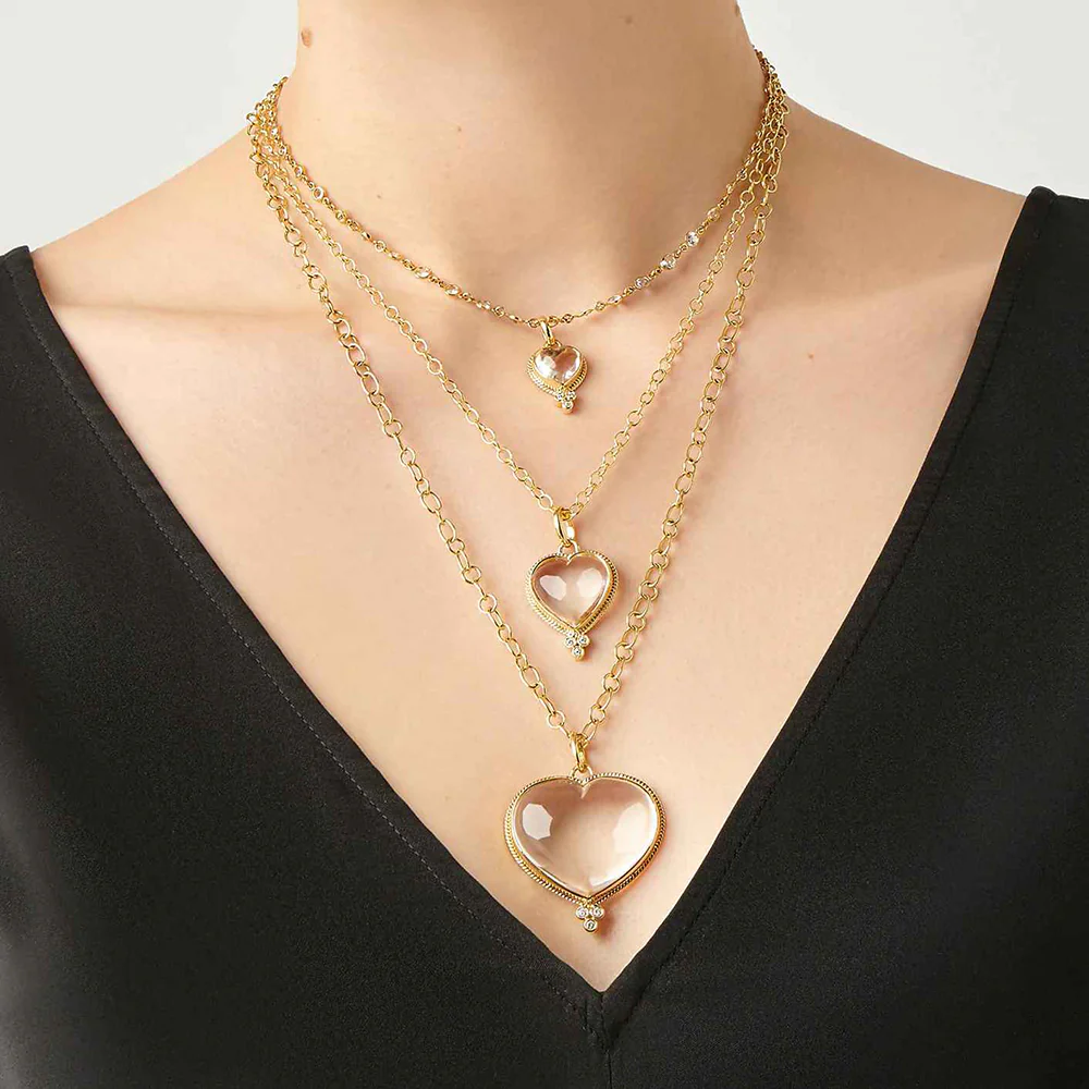 Temple St Clair Rock Crystal Heart Pendant in 18K Yellow Gold - Image 3