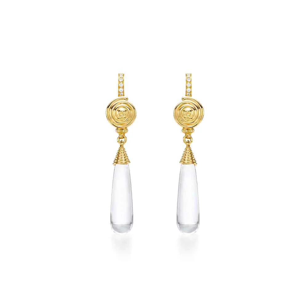 Temple St Clair Spiral Amulet Drop Earrings in 18K Yellow Gold