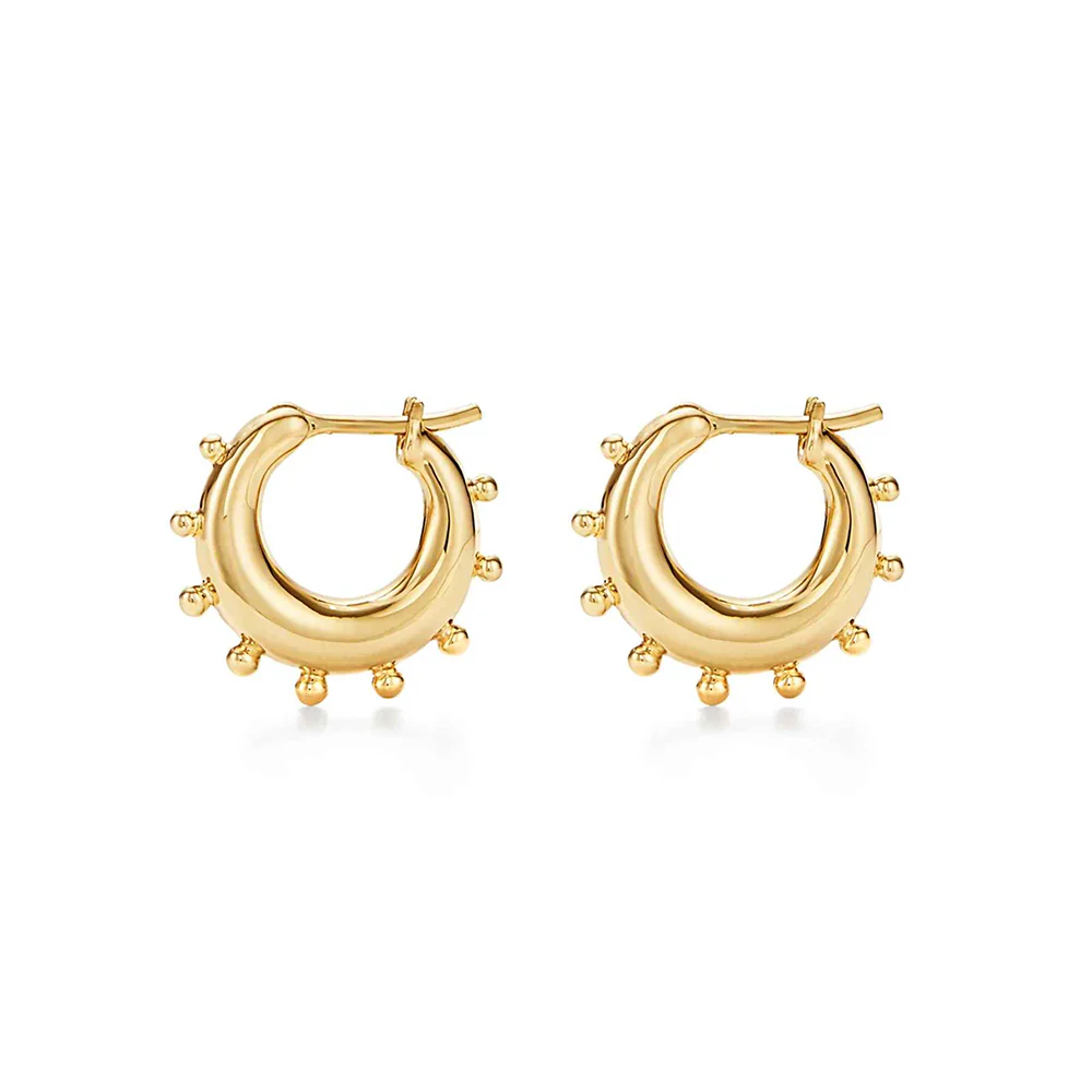 Temple St Clair Yoga Hoop Earrings in 18K Yellow Gold