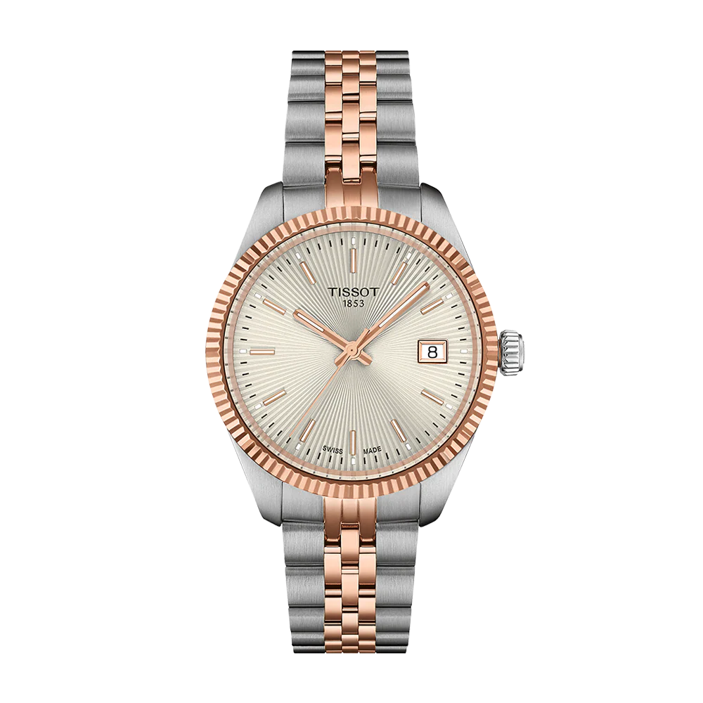 Tissot Ballade 34mm Rose PVD and Steel Silver Dial Quartz Watch