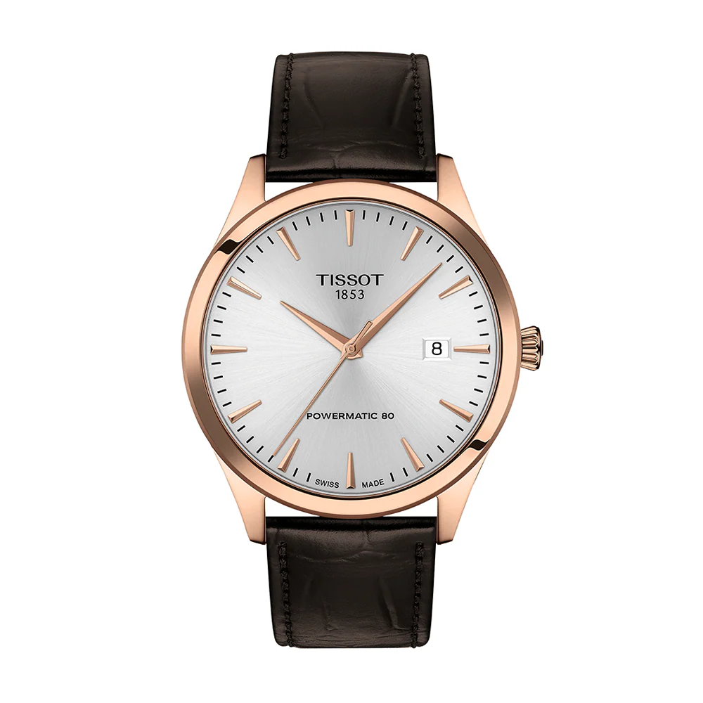 Tissot Classic Dream 40mm Silver Dial Rose Gold PVD Leather Strap Watch