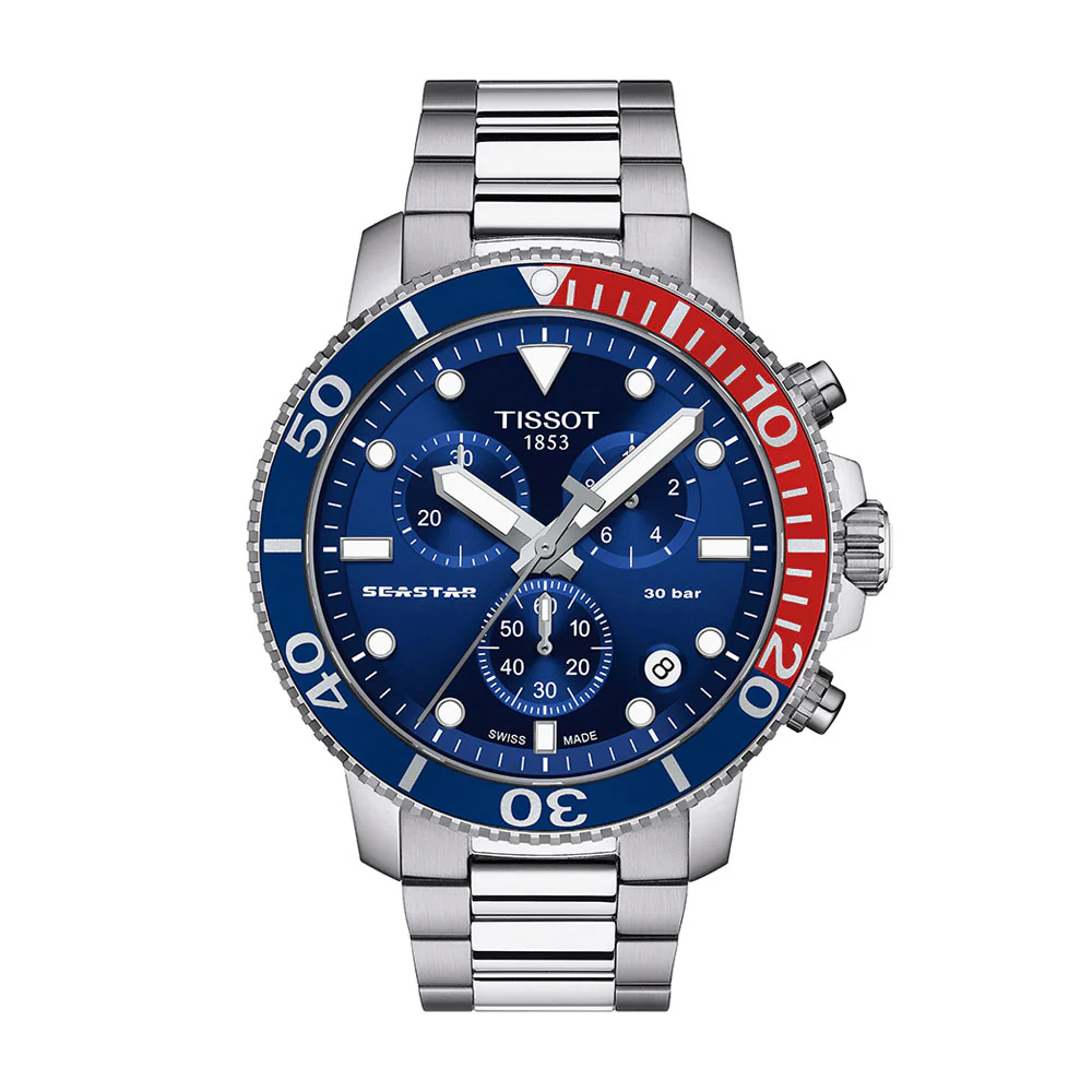 Tissot Seastar 1000 Chronograph Blue Dial Red and Blue Bezel
