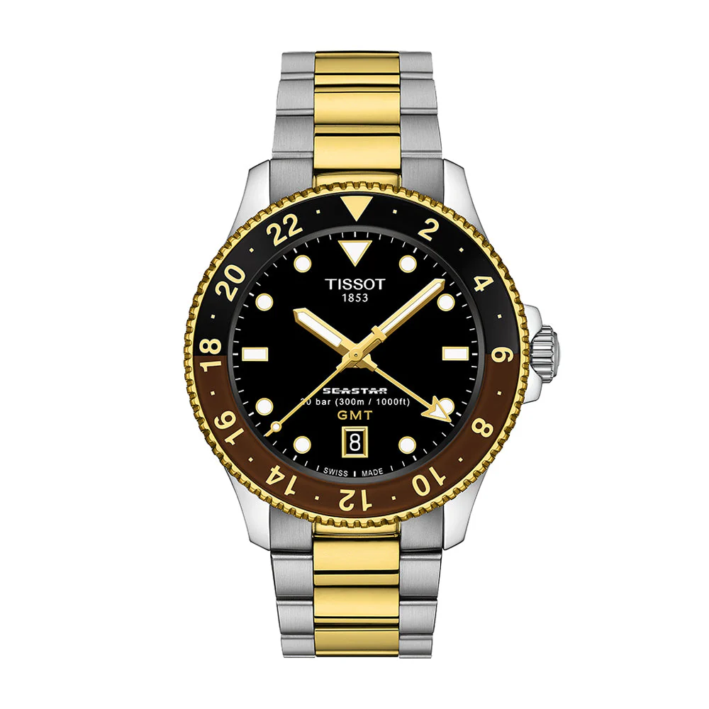 Tissot Seastar 1000 Quartz GMT Two Tone Black Dial