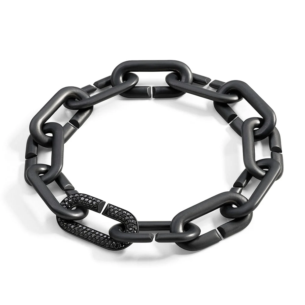 Vhernier Mon Jeu Bracelet in Titanium with Black Diamonds