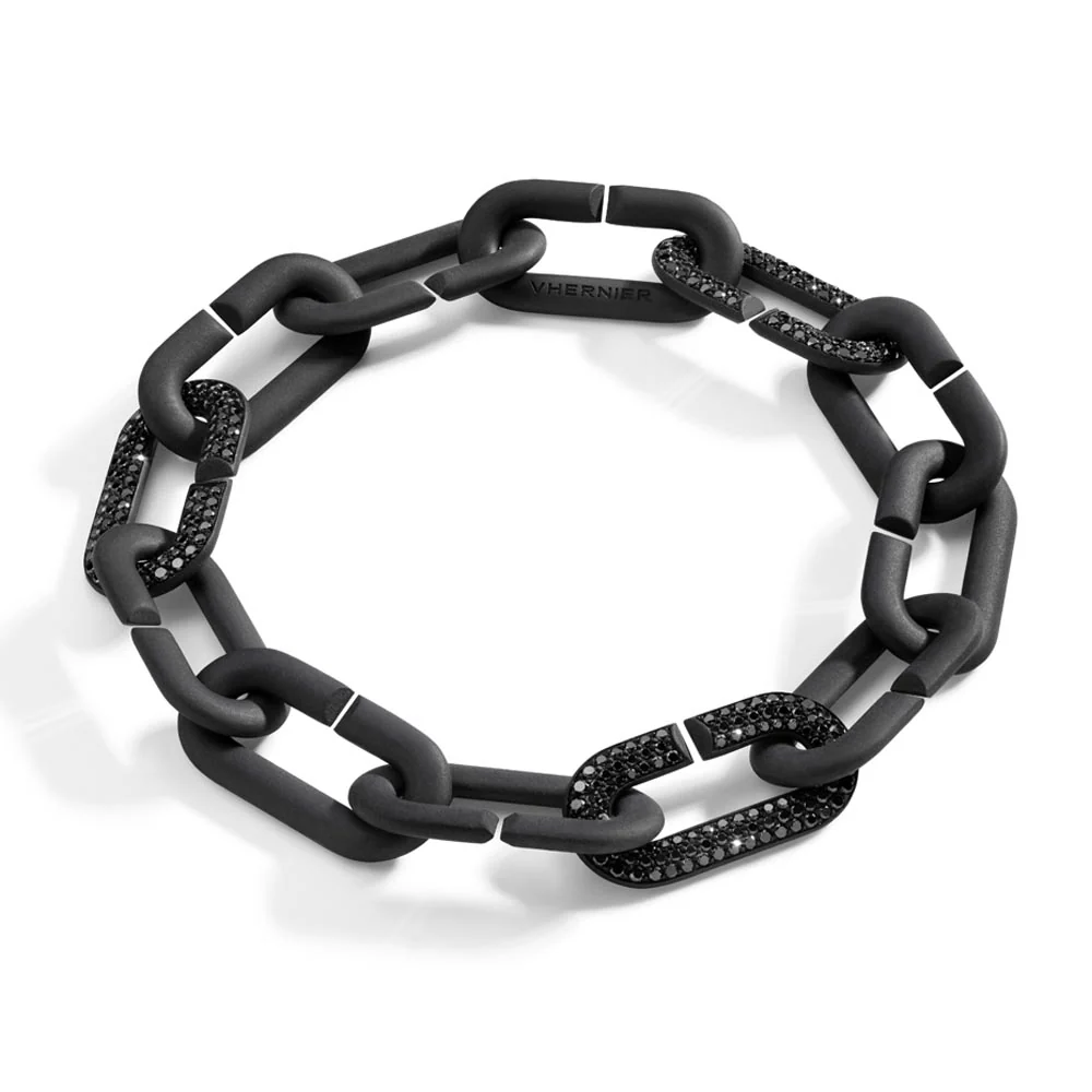 Vhernier Mon Jeu Bracelet with Black Diamonds in Titanium