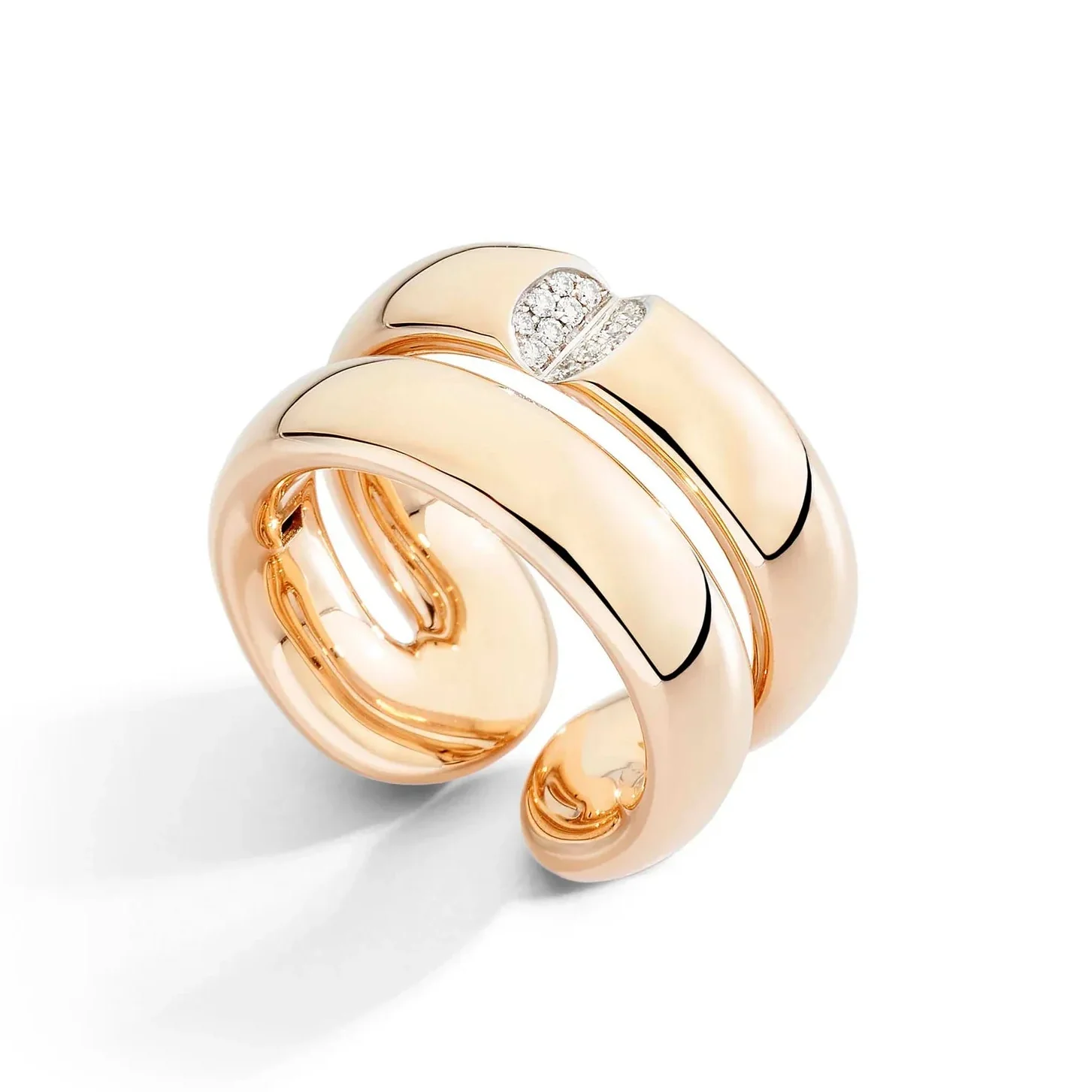 Vhernier Mon Jeu Maxi Ring in 18K Rose Gold with Diamonds