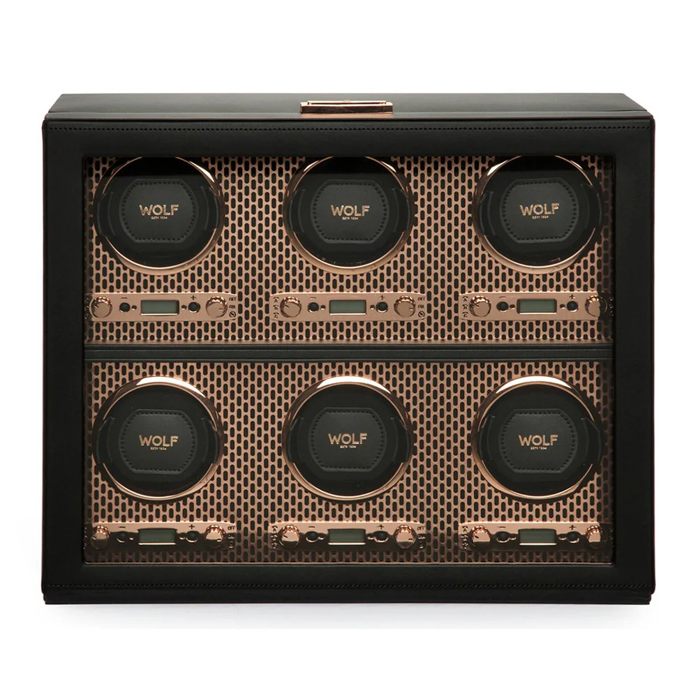 Wolf Axis 6 Piece Watch Winder Copper