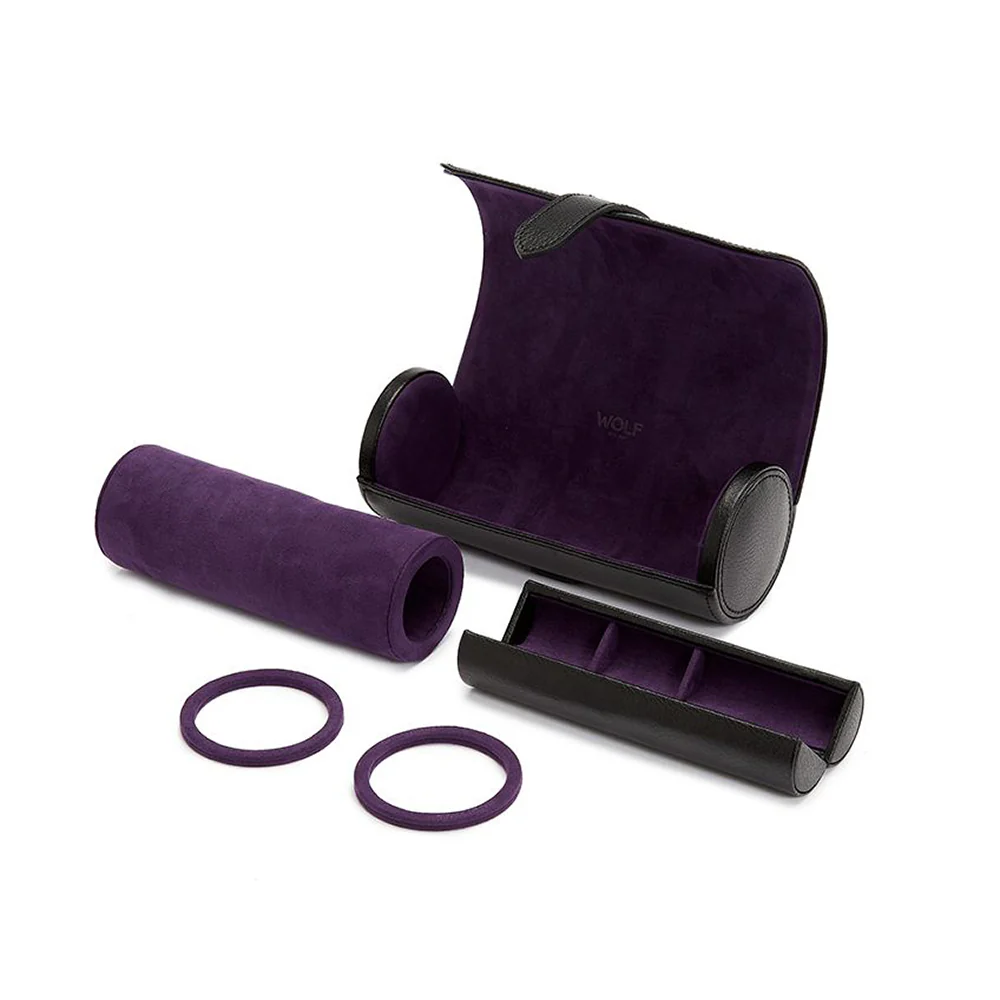 Wolf Blake Watch Roll in Black and Purple - Image 3