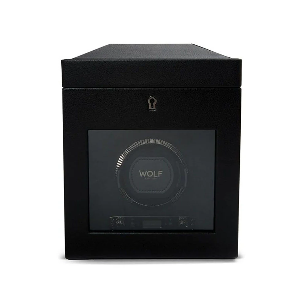 Wolf British Racing Single Watch Winder Black with Storage