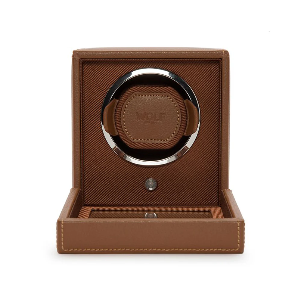 Wolf Cub Single Watch Winder With Cover Cognac - Image 2