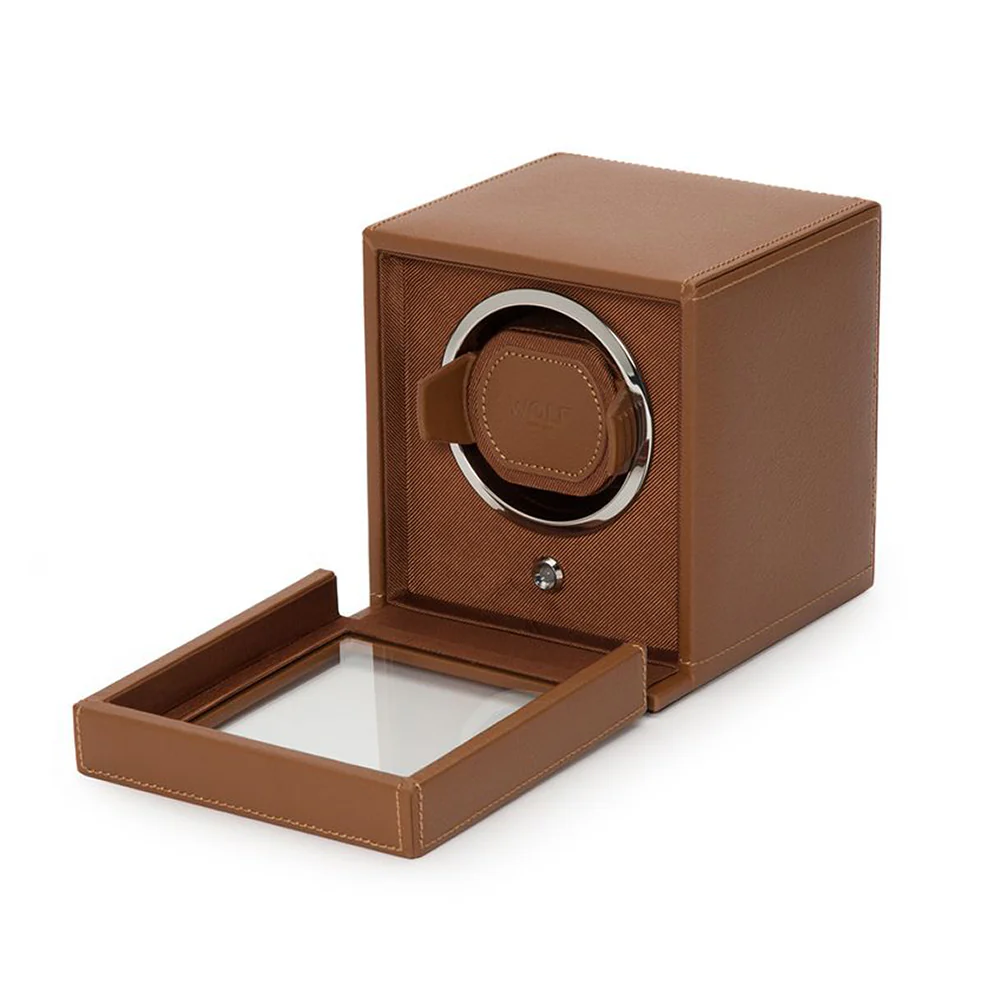 Wolf Cub Single Watch Winder With Cover Cognac - Image 3