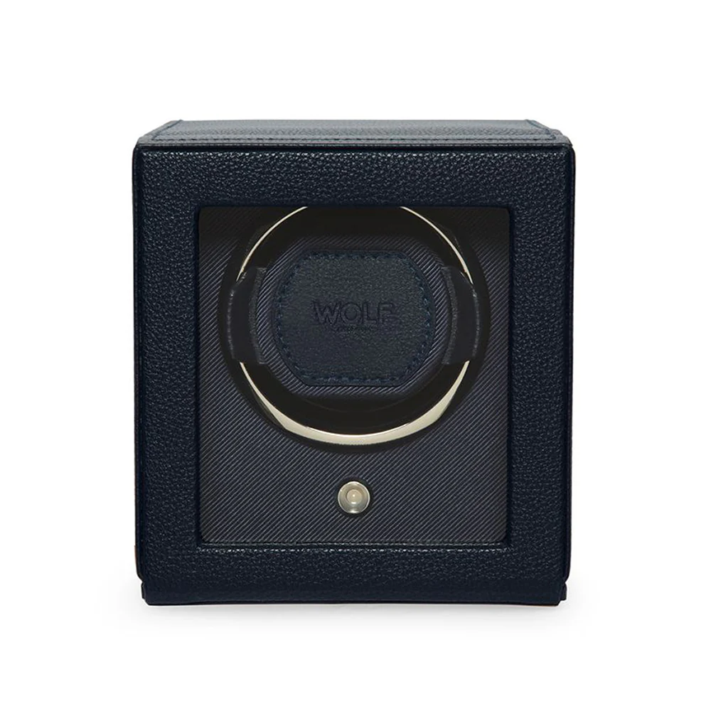 Wolf Cub Single Watch Winder With Cover Navy