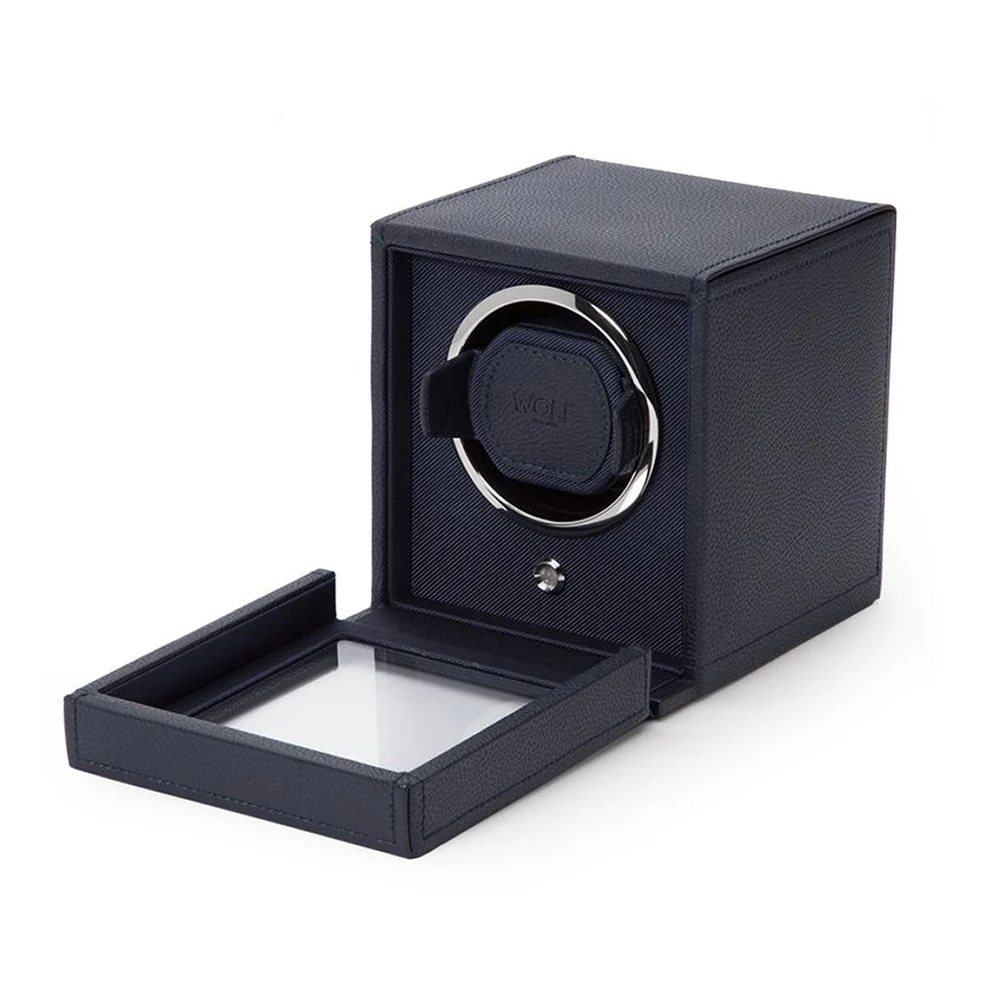 Wolf Cub Single Watch Winder With Cover Navy - Image 3