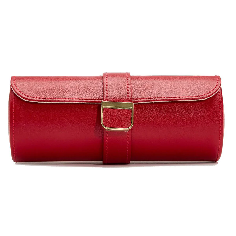 Wolf Palermo Double Watch Roll with Jewelry Pouch Red
