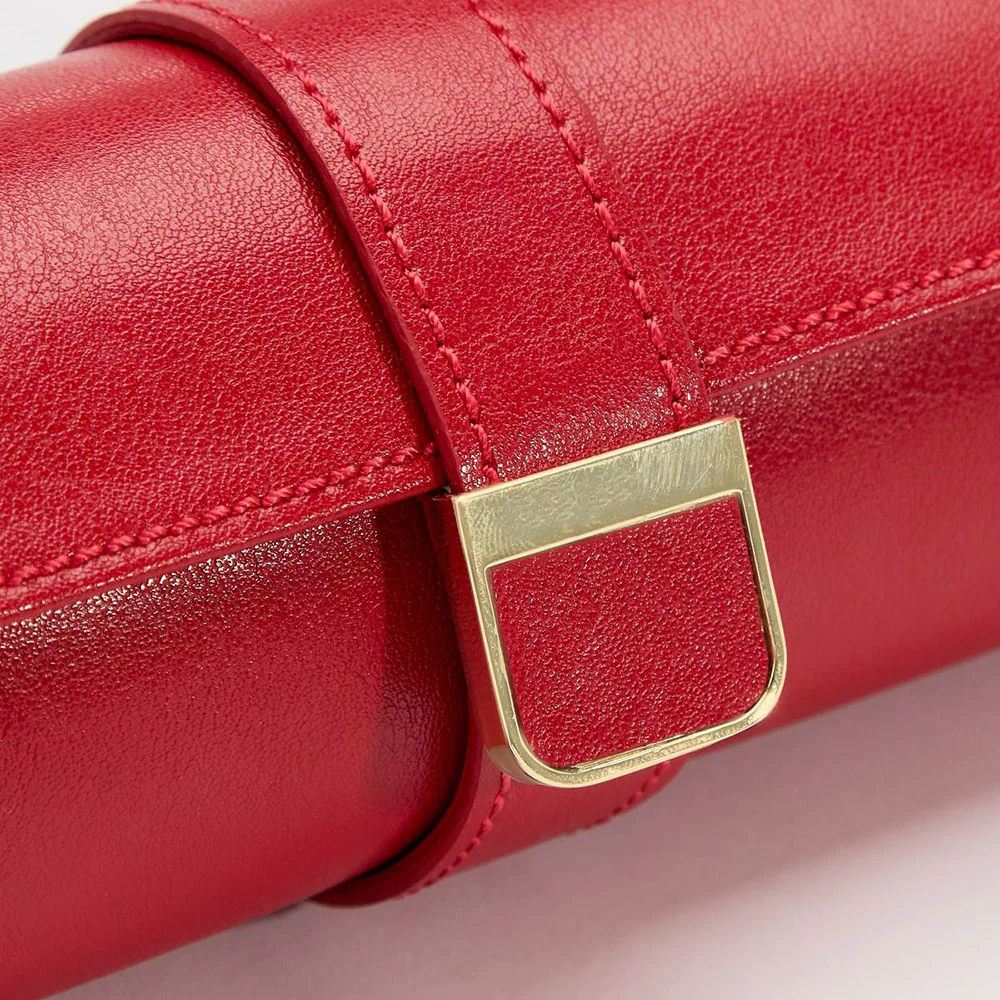 Wolf Palermo Double Watch Roll with Jewelry Pouch Red - Image 11