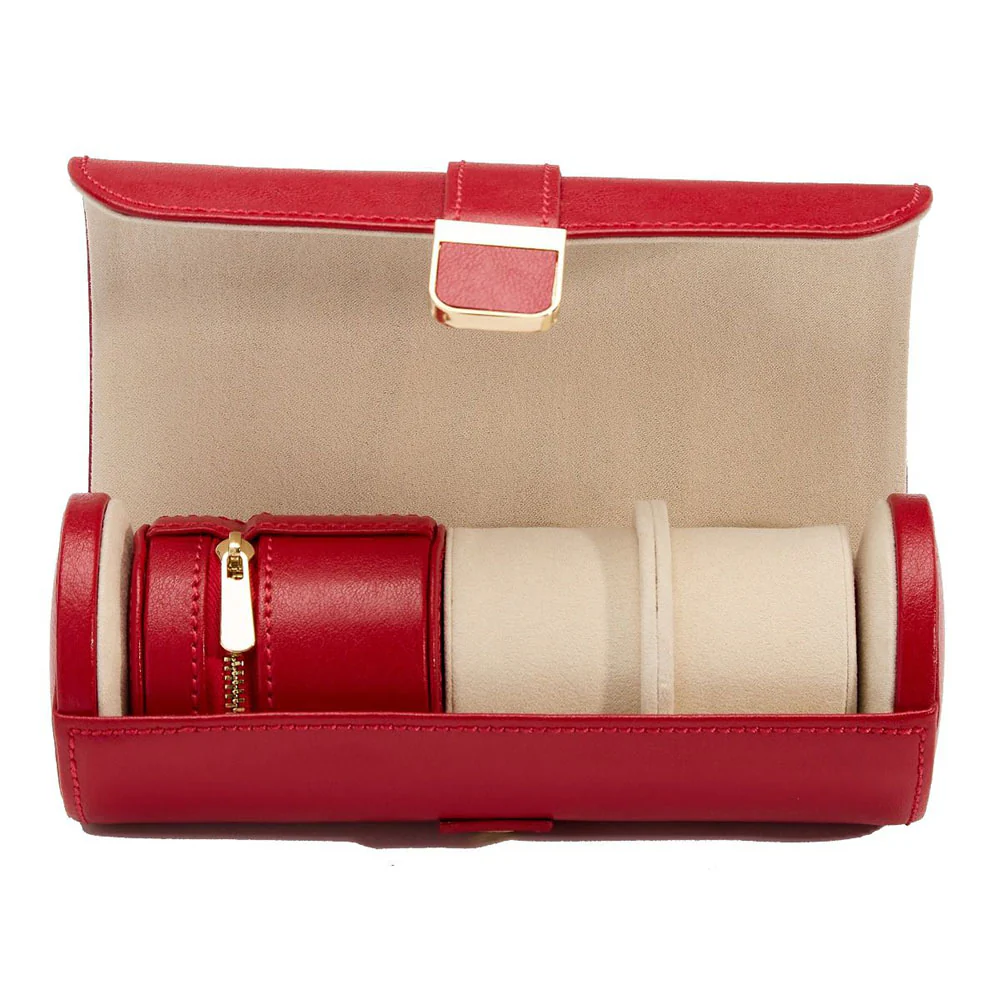 Wolf Palermo Double Watch Roll with Jewelry Pouch Red - Image 5
