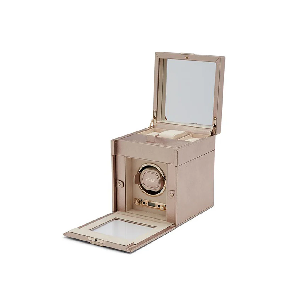 Wolf Palermo Single Watch Winder with Jewelry Storage Rose Gold - Image 3