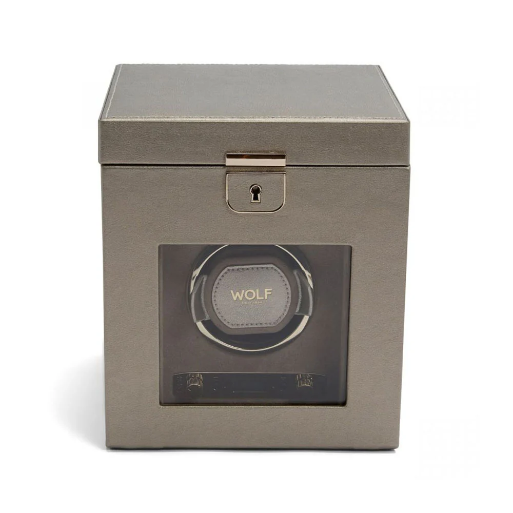Wolf Palmero Single Watch Winder with Storage Pewter