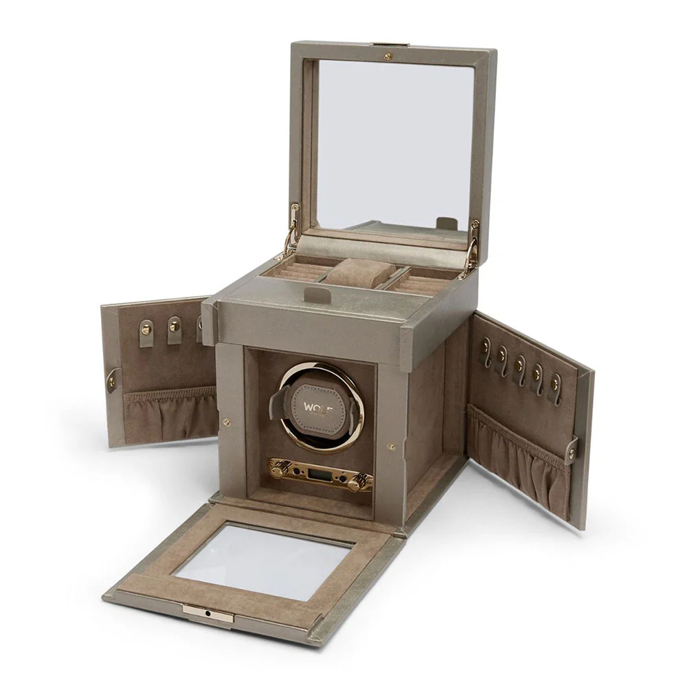 Wolf Palmero Single Watch Winder with Storage Pewter - Image 2