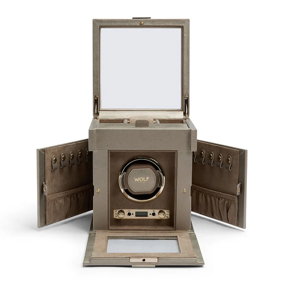 Wolf Palmero Single Watch Winder with Storage Pewter - Image 3