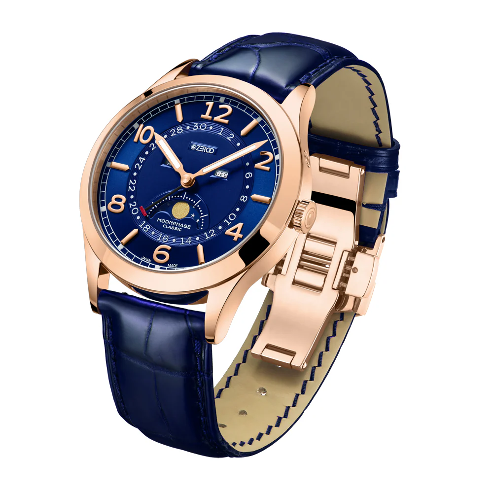 Zeroo Time C2 The Virgo Classic Moon Phase Watch in Rose and Blue - Image 2