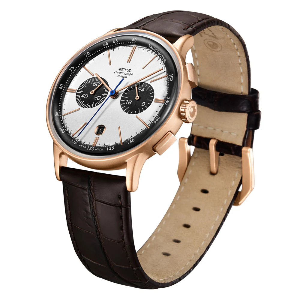 Zeroo Time C3 Classic Chronograph Watch in Rose and White - Image 2
