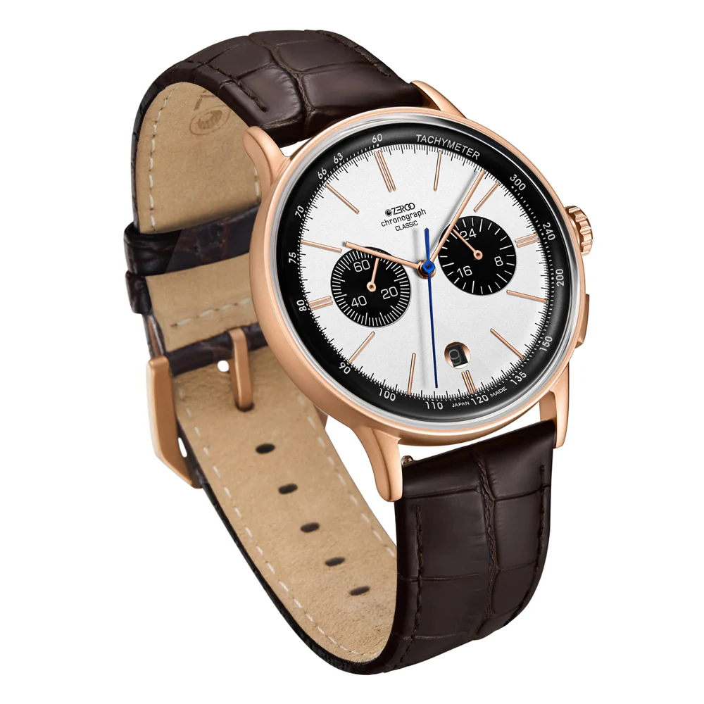 Zeroo Time C3 Classic Chronograph Watch in Rose and White - Image 3