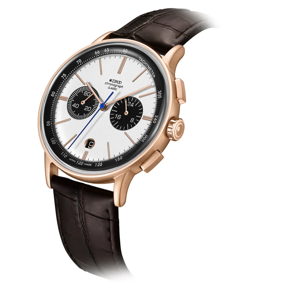Zeroo Time C3 Classic Chronograph Watch in Rose and White - Image 5