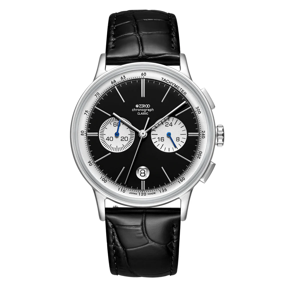Zeroo Time C3 Classic Chronograph Watch in Steel and Black
