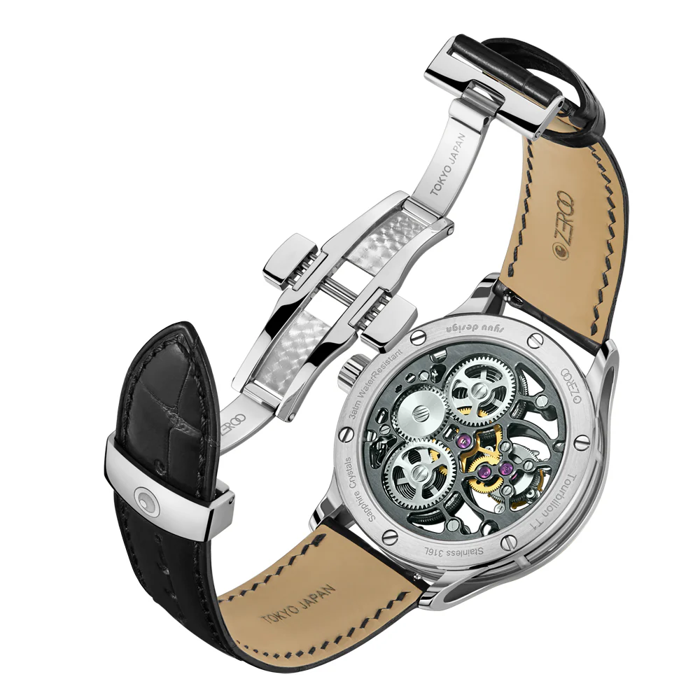 Zeroo Time T1 The Archer Full Skeleton Tourbillon Watch in Steel and Black - Image 4